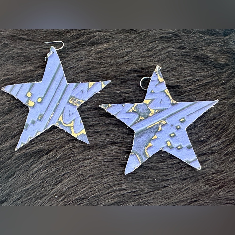 🦋 NWT Purple Genuine Leather Stars - Picture 1 of 4